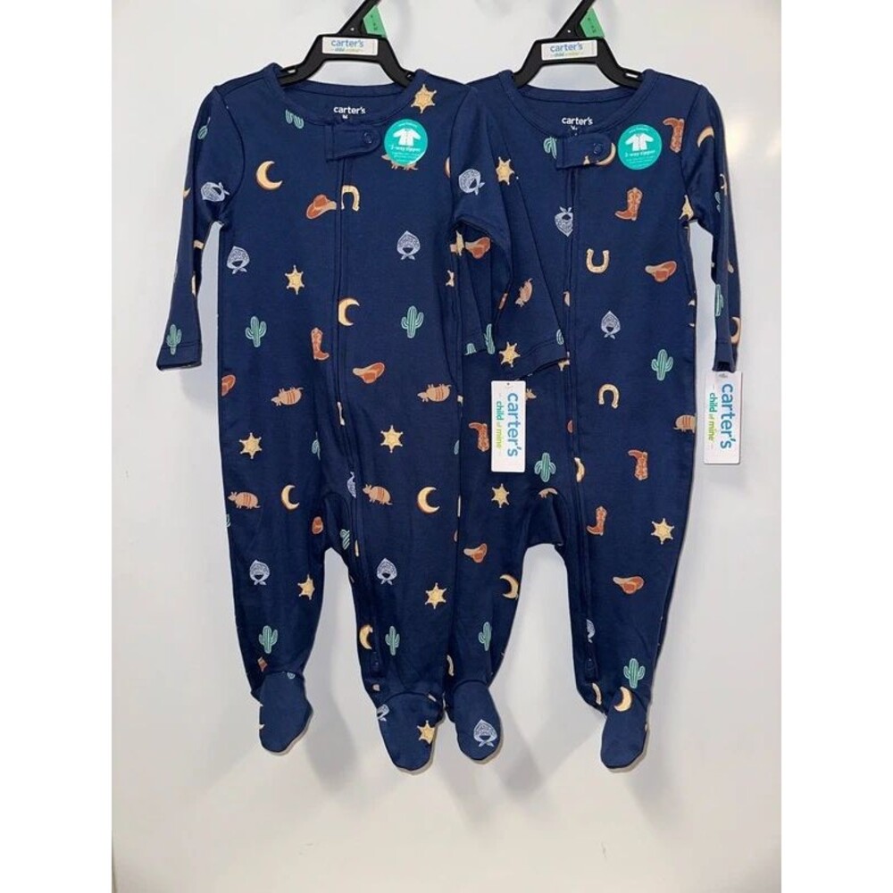 Carter’s 6-9m Matching Twin Cowboy Zipper Sleepers